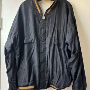 Givenchy Vintage Men’s Black Bomber Jacket with Gold Trim Sz L